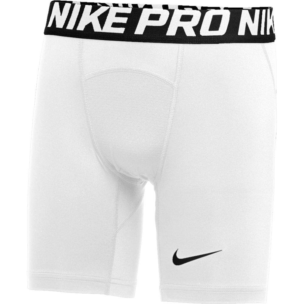 Nike Youth Pro Compression Shorts for Boys - Moisture-Wicking, Breathable & Comfortable Workout Shorts - White (YM) - Perfect for Running, Basketball & Gym Training
