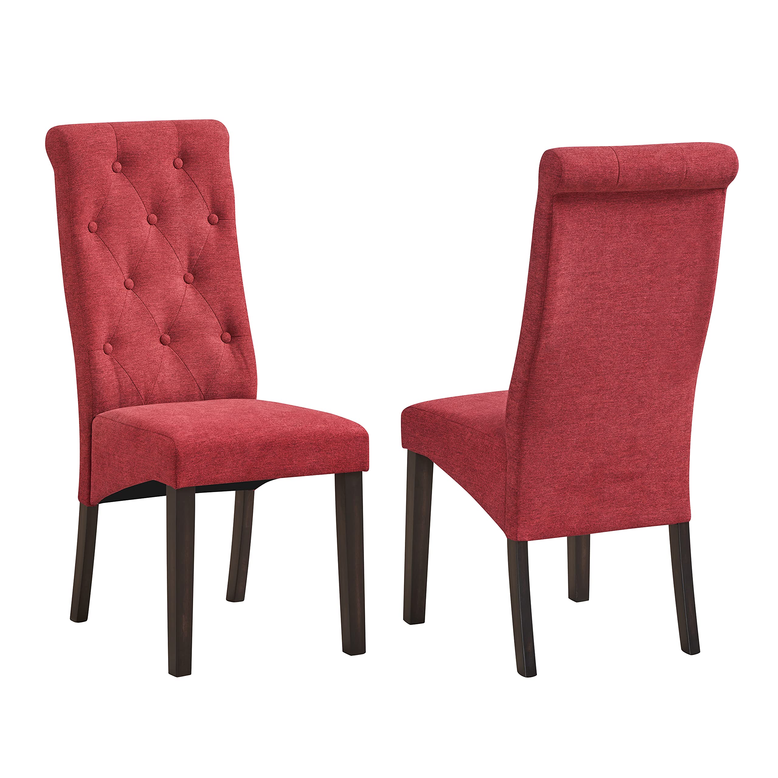 Kings Brand Furniture - Lemont Tufted Upholstered Parsons Dining Chairs, Set of 2, Red Velvet - Modern Kitchen & Dining Room Accent Chairs for Home Decor