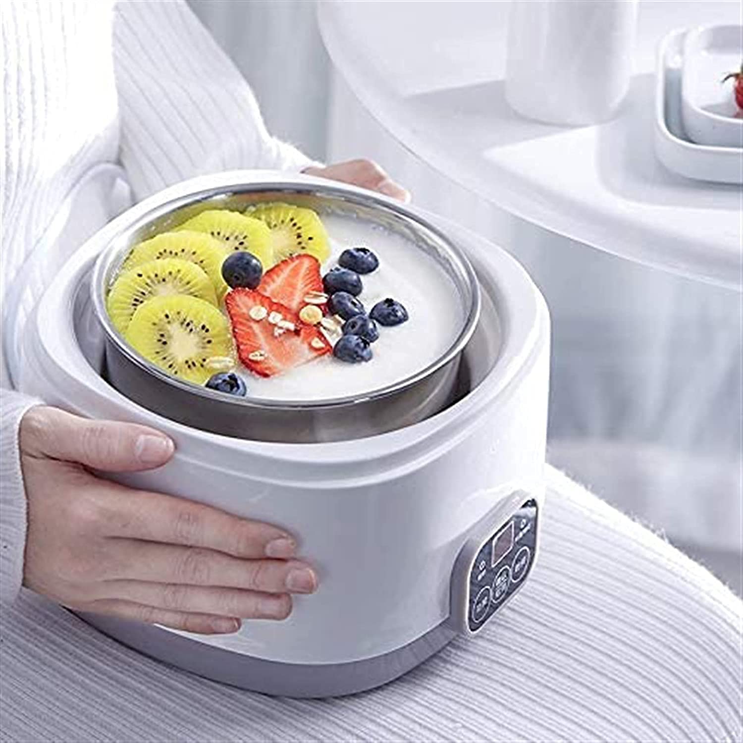 Automatic Yogurt Maker Machine - Multifunctional Home Yogurt Maker with Strainer, Timer Control & Stainless Steel Inner Pot, Smart Touch Panel - Perfect for Homemade Greek Yogurt, Probiotic Drinks & Healthy Breakfasts