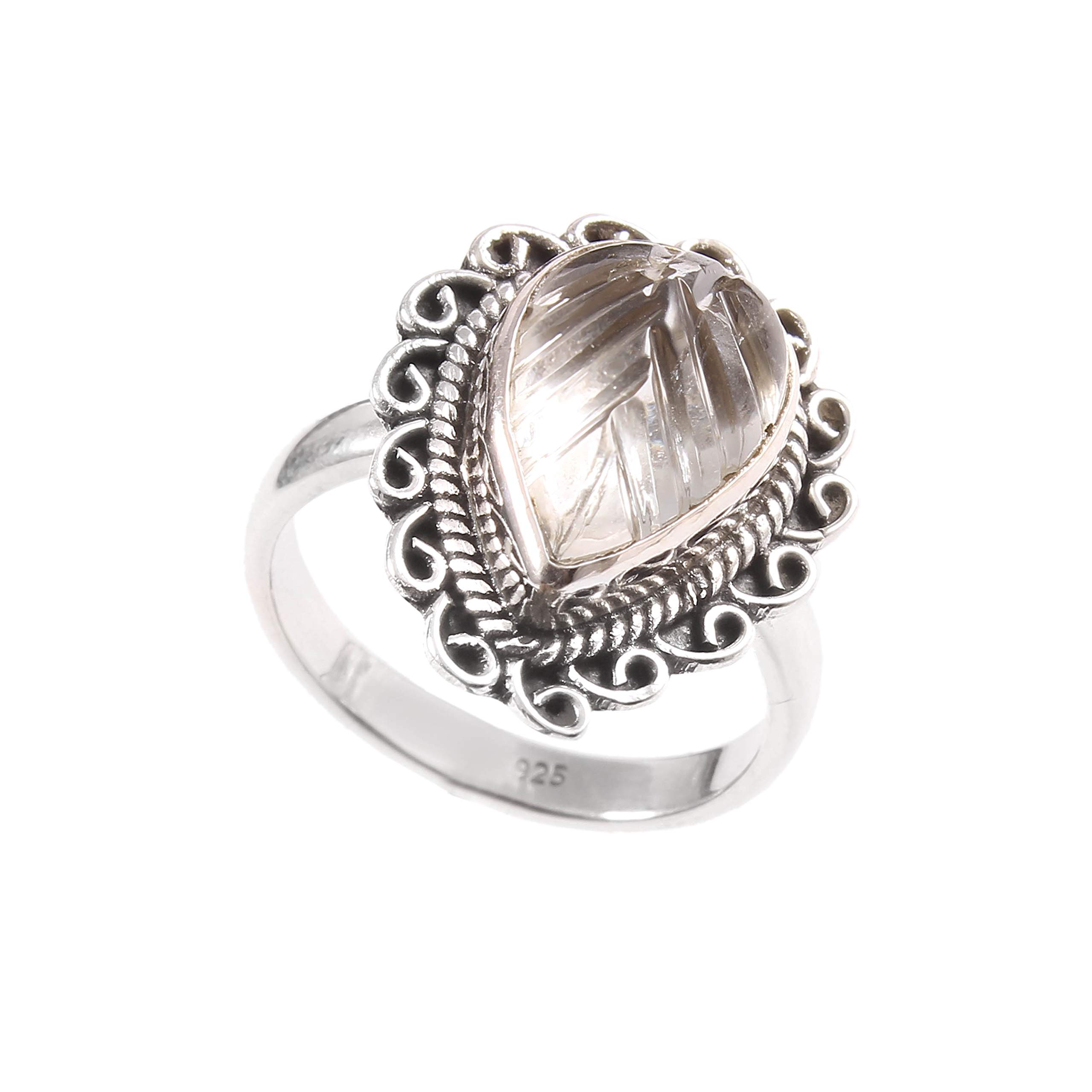 925 Sterling Silver Green Amethyst Ring for Women | Natural Gemstone Engagement Ring | Turkish Design Statement Jewelry | Size 6.5 US | Perfect for Weddings, Birthdays & Zodiac Gifts