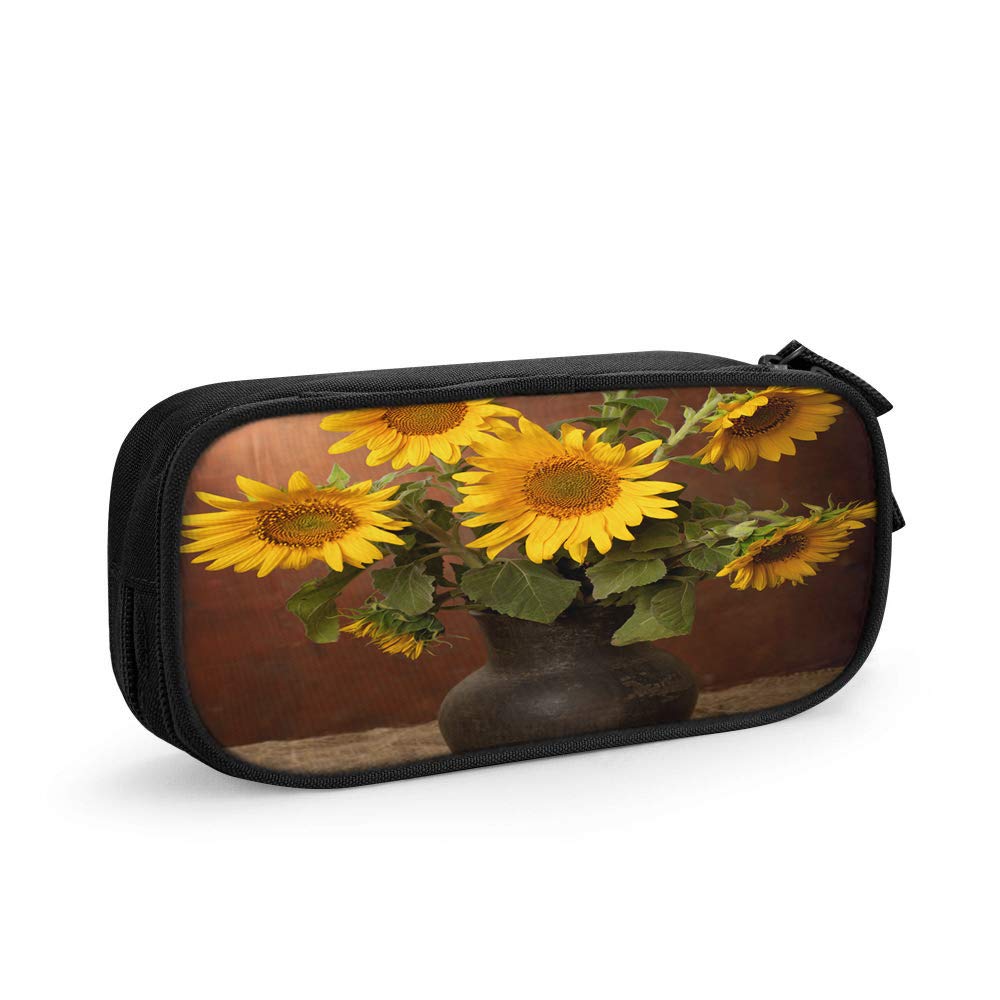 HGOD DESIGNS Sunflower Pencil Case - Van Gogh Inspired Floral Zipper Pouch for School, Office & Art Supplies | Durable Stationery Organizer for Students, Artists & Professionals