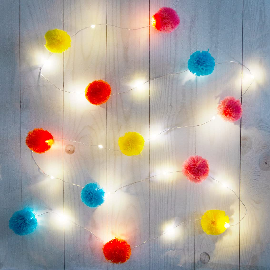 Boho Pom Poms String Lights LED - Talking Tables Boho Decor for Bedroom, Wedding, Party & Outdoor Lighting | Warm White Fairy Lights for Home Decoration