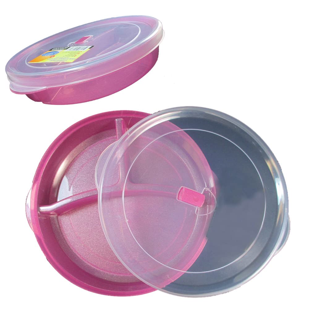 2 Pack BPA-Free Divided Plates with Lids - Microwave & Dishwasher Safe Lunch Containers for Kids, Adults | Perfect for School, Office, Picnics & Meal Prep