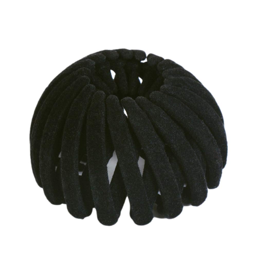 Velvet Expandable Hair Clips for Women - Bird Nest Ponytail Holder, Bun Maker & Hair Claw - Perfect for Curling Iron Styling (Black) | Great for Everyday Use, Parties & Special Occasions