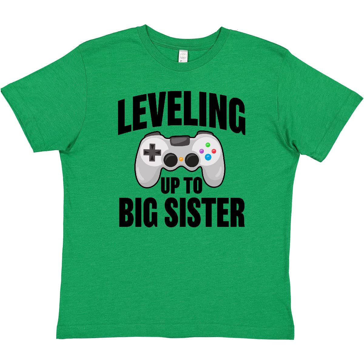 Leveling Up to Big Sister Youth T-Shirt - Cute Sibling Gift for Girls - Soft Cotton Tee for School, Family Photos & Special Occasions