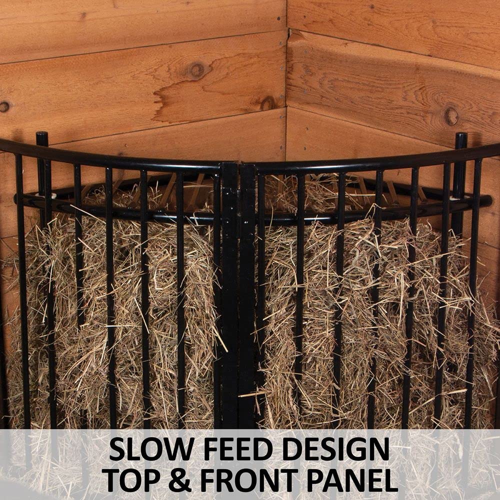 **Slow Feed Corner Floor Hay Rack for Horses – Large Capacity Slow Feeder for Healthy Digestion | Durable & Easy to Assemble | 5-Year Warranty | Ideal for Stables, Barns & Pastures**