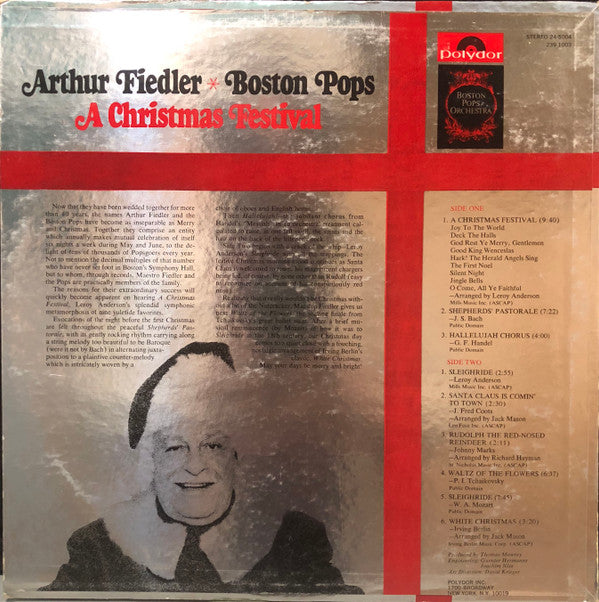 Arthur Fiedler Boston Pops A Christmas Festival Vinyl LP Album (VG+ Condition) - Perfect for Holiday Music Collectors & Christmas Party Background Music