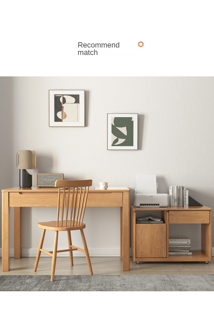 Solid Wood Mobile Side Table - Oak, Black Walnut, Ash - Small End Table for Living Room, Bedroom & Office Use
