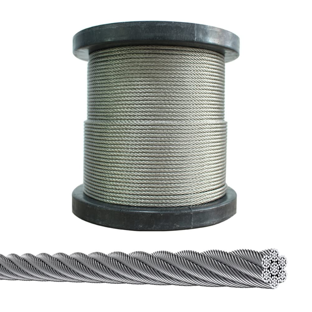 MAHFEI 3mm x 80m Stainless Steel Wire Rope Cable - Heavy Duty Anti-Rotation Wire Rope for Outdoor Use, Wire Railings, Fencing, Decking & DIY Projects (Includes 4 Card Heads) - Durable & Weather Resistant