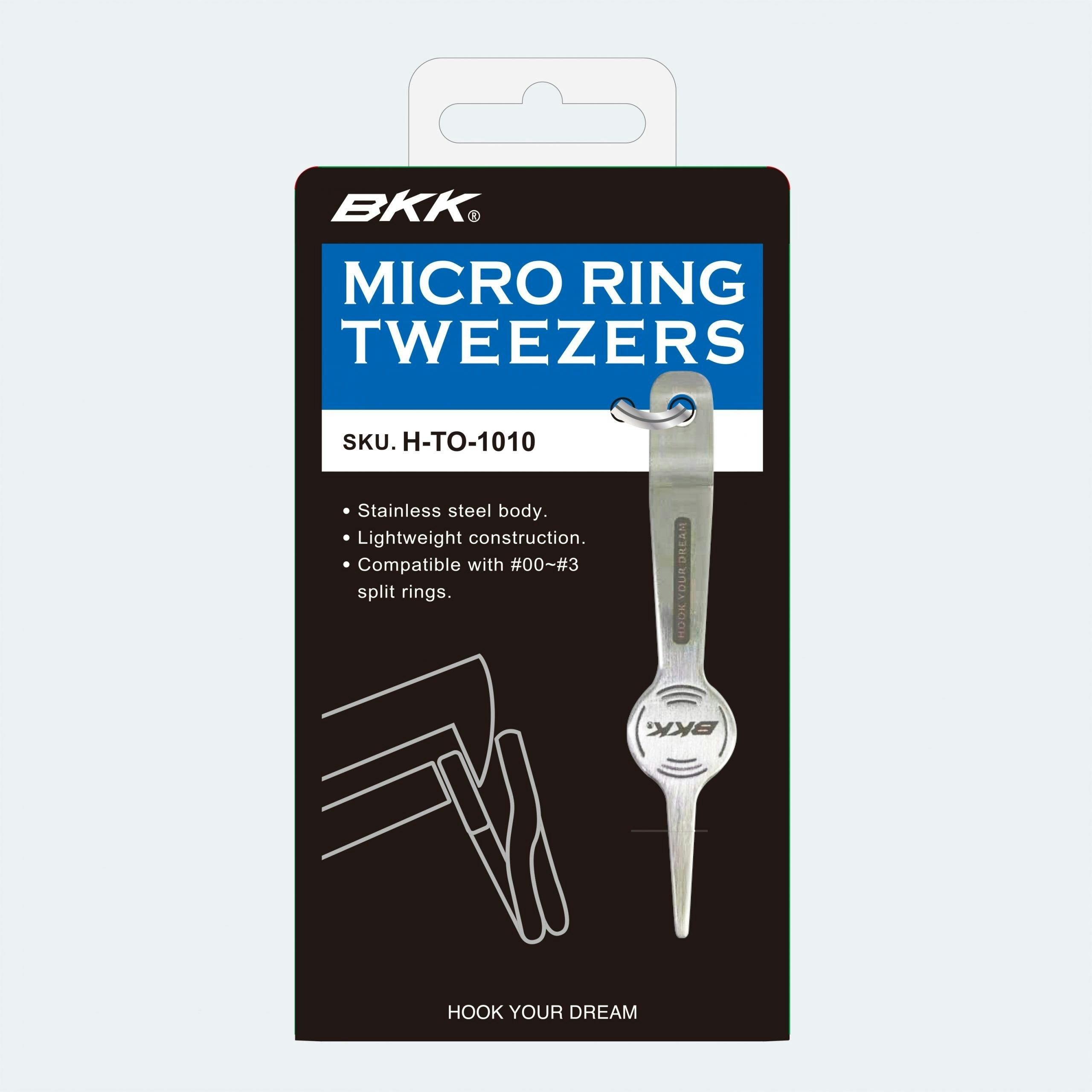 BKK Micro Split Ring Tweezers for Jewelry Making, Watch Repair & Fishing Lures - Precision Stainless Steel Split Ring Pliers for Small Rings & Crafts