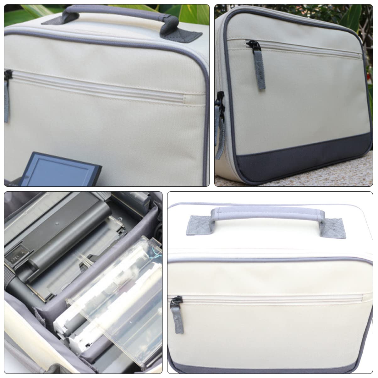 PartyKindom 3-Piece Portable Projector Storage Bag Set - White Charger Organizer Pouch for Digital Accessories | Perfect for Home Theater, Office Presentations & Travel Projector Protection