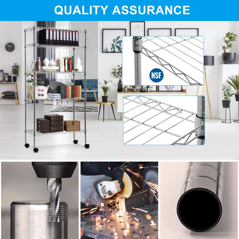BLKMTY 5-Tier Heavy Duty Metal Wire Shelving Unit - NSF Certified Adjustable Garage Storage Shelf 14