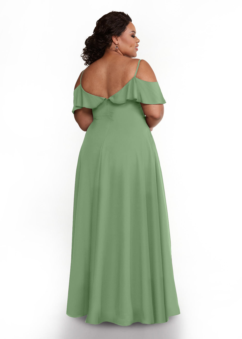 Elegant 83013 Stretch Chiffon Off-The-Shoulder A-Line Bridesmaid Dress with Ruffles - Perfect for Weddings, Prom, Formal Events & Special Occasions