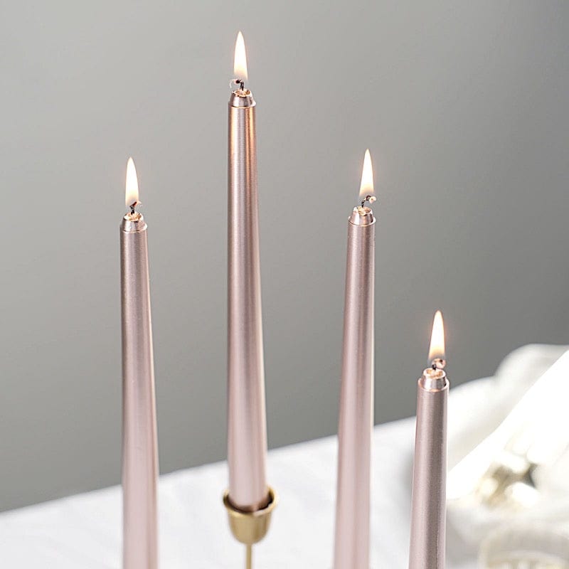 12-Pack Premium 10-Inch Taper Candles for Dining Table, Wedding Decor, and Romantic Ambiance - Long-Lasting Dripless Wax Candles for Home & Events