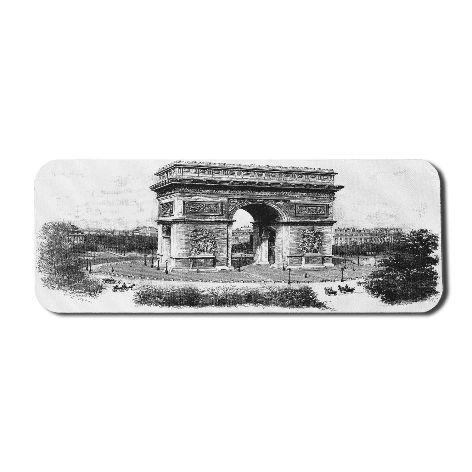 Ambesonne Vintage Computer Mouse Pad - Old Photo of Auguste Vitu Monument in Paris, French Heritage Retro Design, Non-Slip Rubber Base, Large 31
