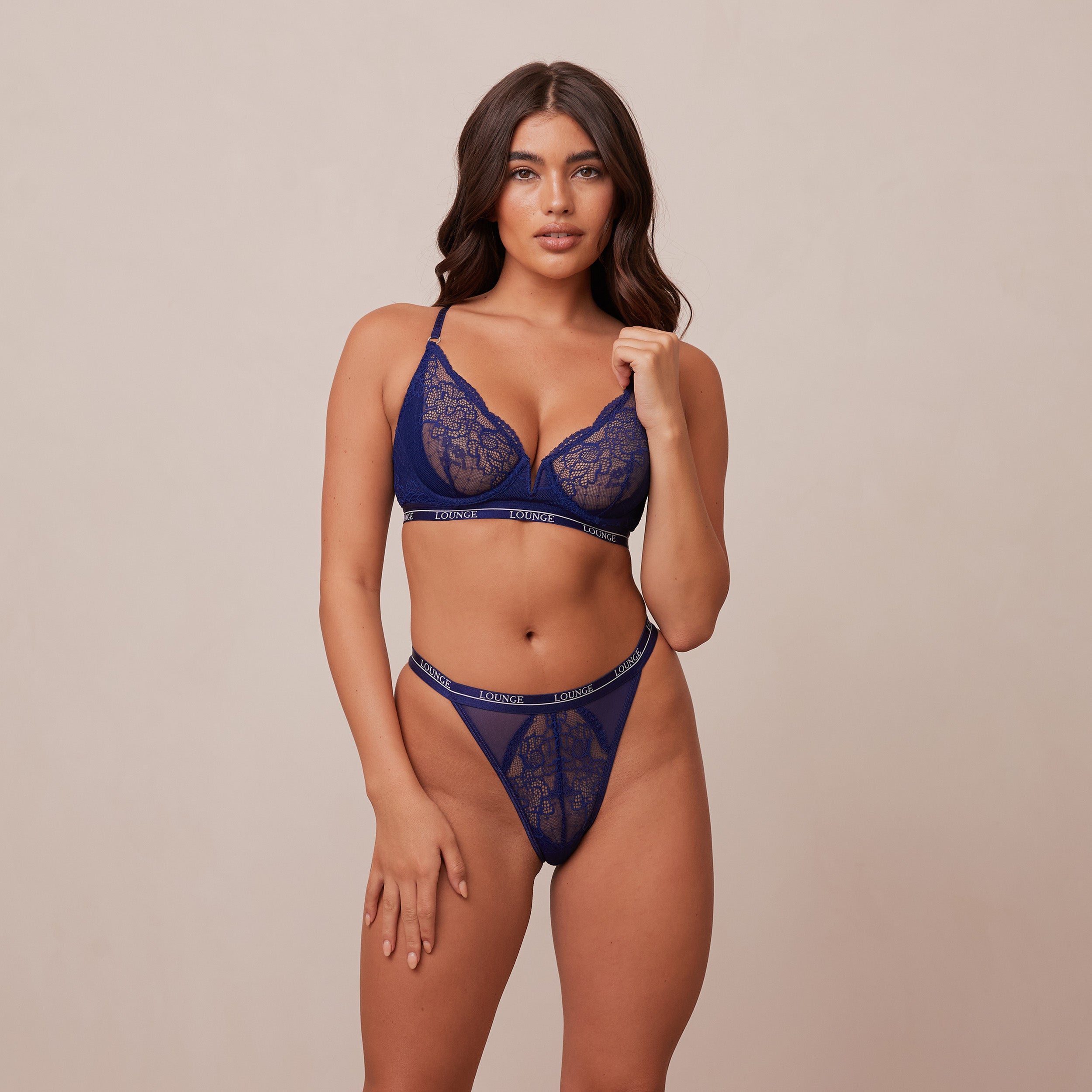 Royal Balcony Bra in Navy Blue - Comfortable Lace Underwire Bra for Women - Perfect for Everyday Wear, Date Nights & Special Occasions