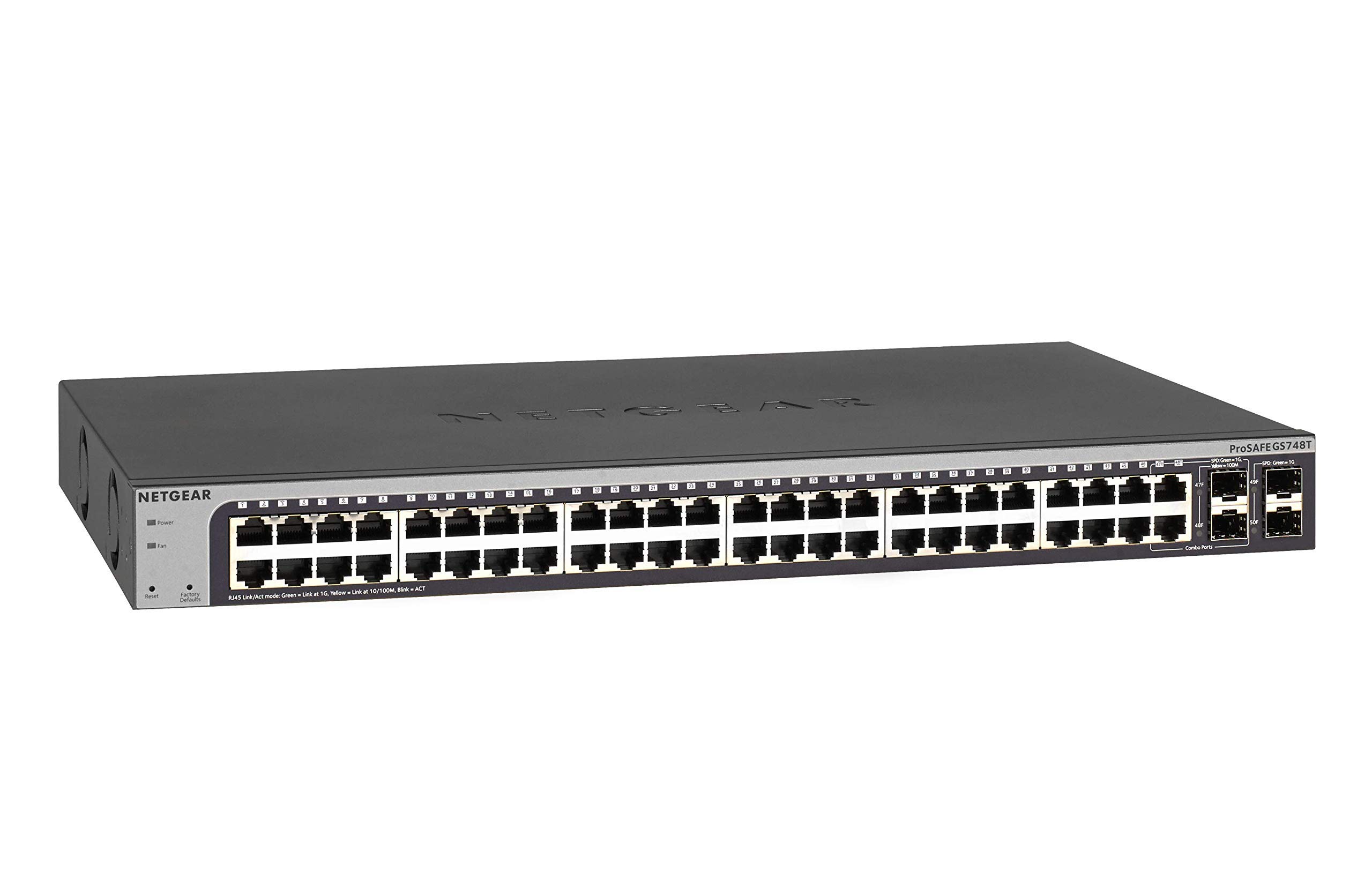NETGEAR GS748T 48-Port Gigabit Ethernet Smart Managed Pro Switch with 4 x 1G SFP | Desktop/Rackmount | ProSAFE Certified Renewed | Ideal for Business Networks, Data Centers & Office IT Infrastructure