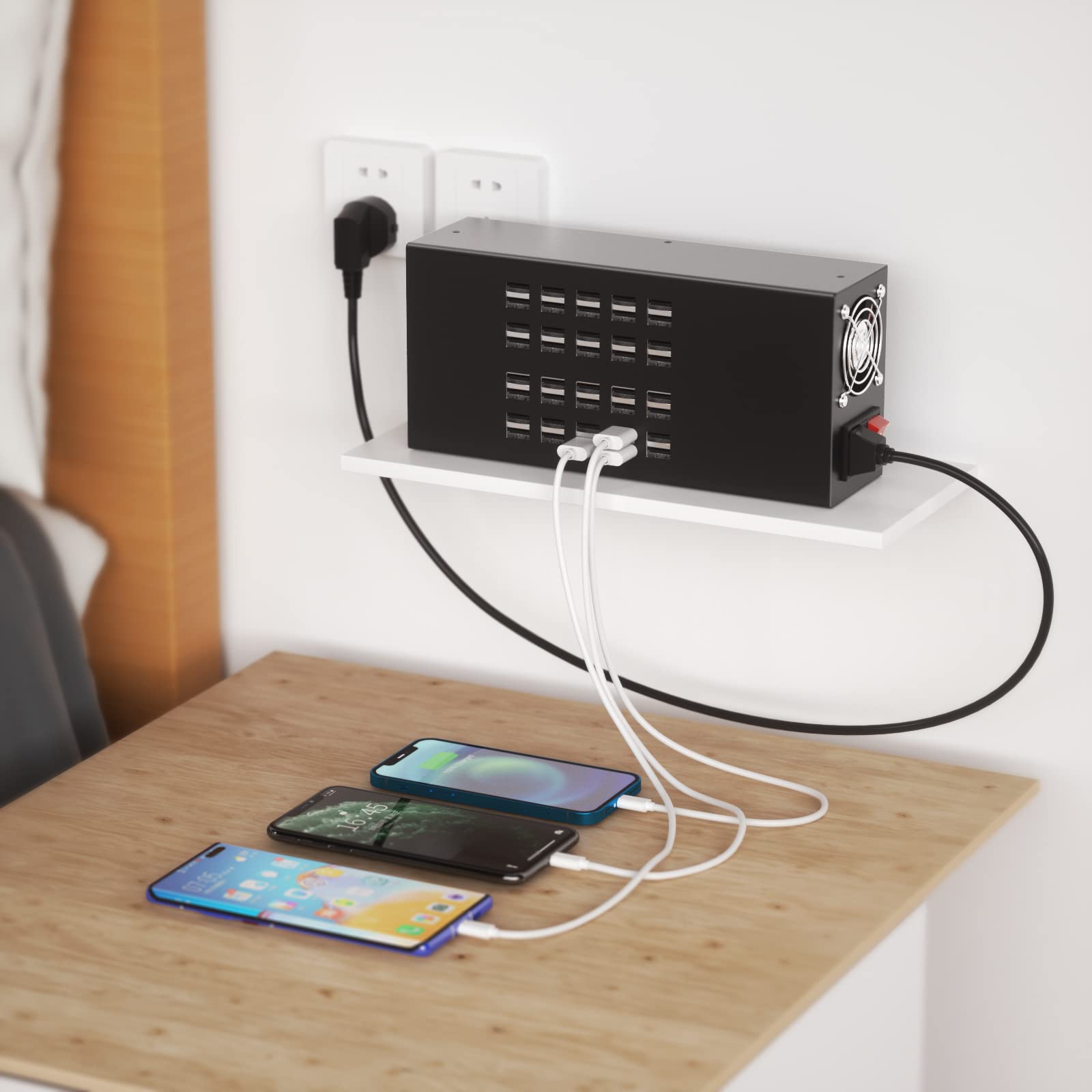40-in-1 USB Charging Station with 300W Power - 40 Port Multi-Device Charger for iPhone, iPad, Samsung, Tablets & Electronics | Perfect for Offices, Schools, Homes & Travel
