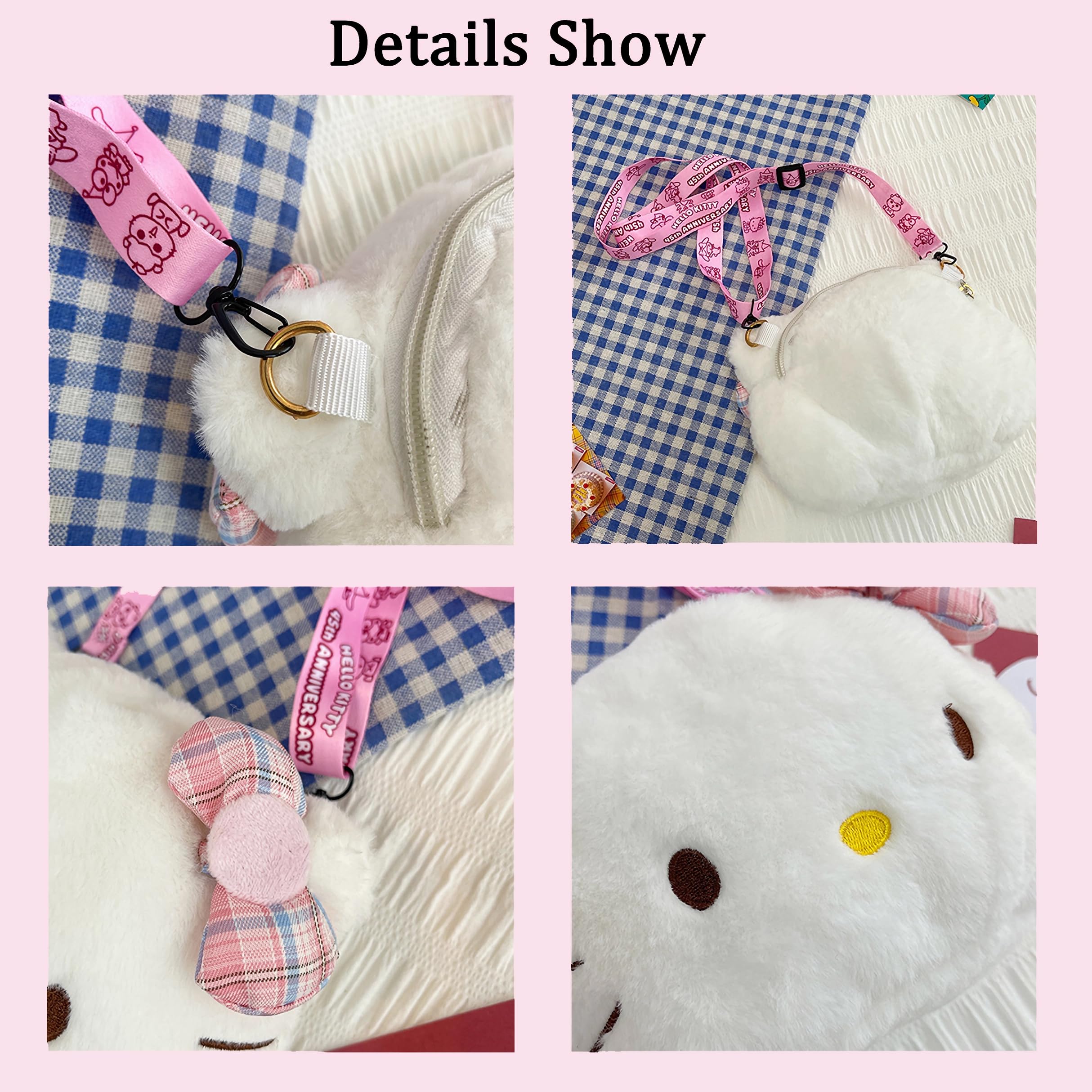 Adorable Plush Crossbody Purse for Girls - Cute Bowknot Shoulder Bag (White) | Perfect for School, Travel & Everyday Use