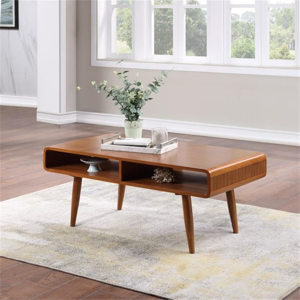 Boraam Zebra Series Halmstad Walnut Coffee Table - Modern Living Room Furniture for Home Decor & Entertaining
