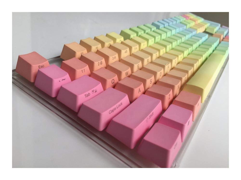 Rainbow Thick PBT Keycap Set - 104 Key ANSI Layout Side Print Mechanical Keyboard Keycaps for Gaming (Gold) - Perfect for Custom Keyboard Builds & Typing Enthusiasts