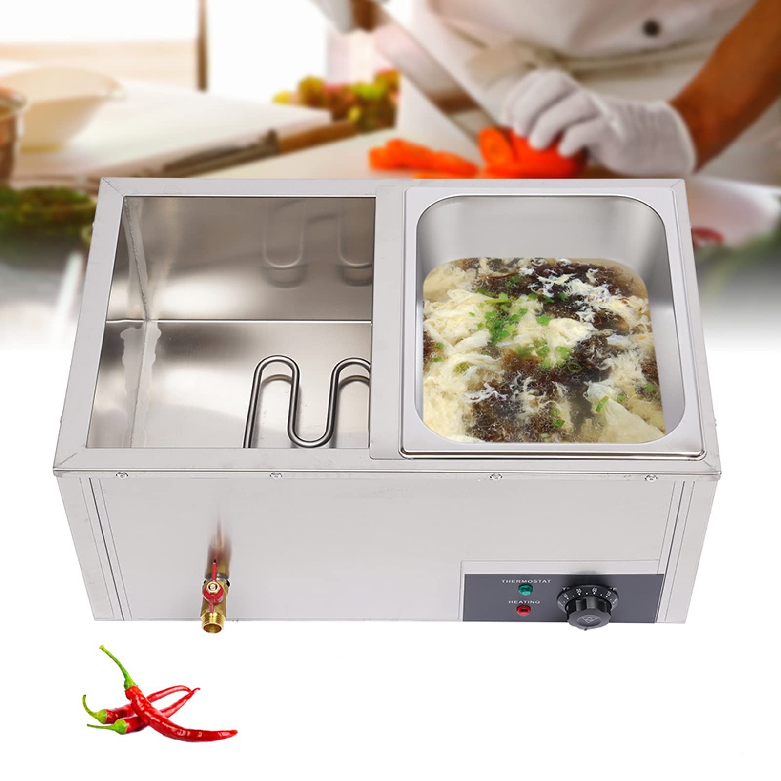 2-Pan Electric Food Warmer - 2X10L Commercial Buffet Warmer with Stainless Steel Steam Table - Professional Catering Equipment for Restaurants, Events & Buffet Serving
