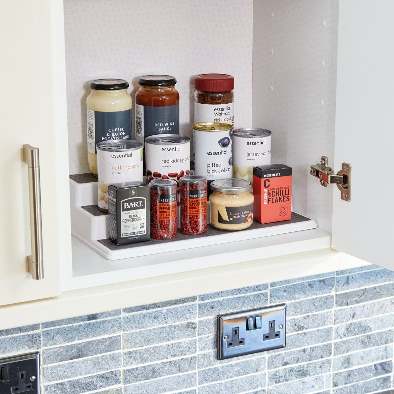 3 Tier Shelf Organizer - Space Saving Storage Shelf for Kitchen, Bathroom, Closet - Perfect for Organizing Spices, Cosmetics, Books & More
