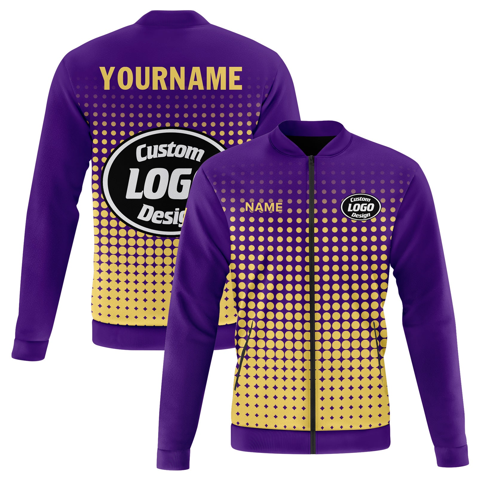 Custom Personalized Bomber Jacket with Full Snap Closure - Varsity Letterman Style (PR092 D020346) - Perfect for Sports Teams, Gifts & Casual Wear