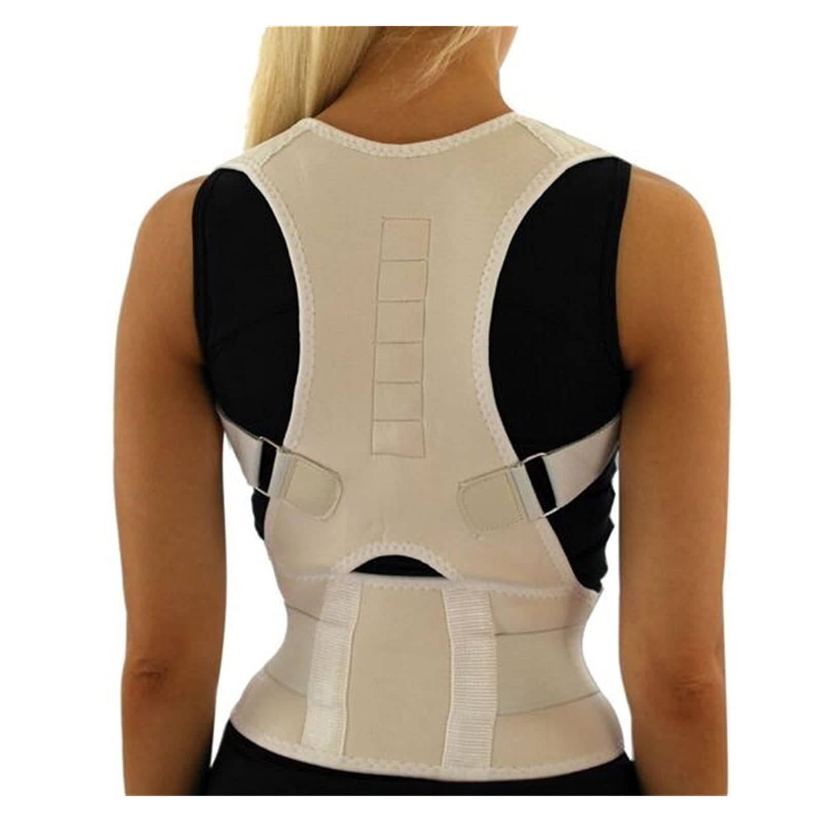KJACR Posture Corrector Belt for Women & Men – Adjustable Back Support Bandage, Shoulder Corset & Posture Correction Belt (White, Small) – Ideal for Office Work, Driving & Daily Pain Relief
