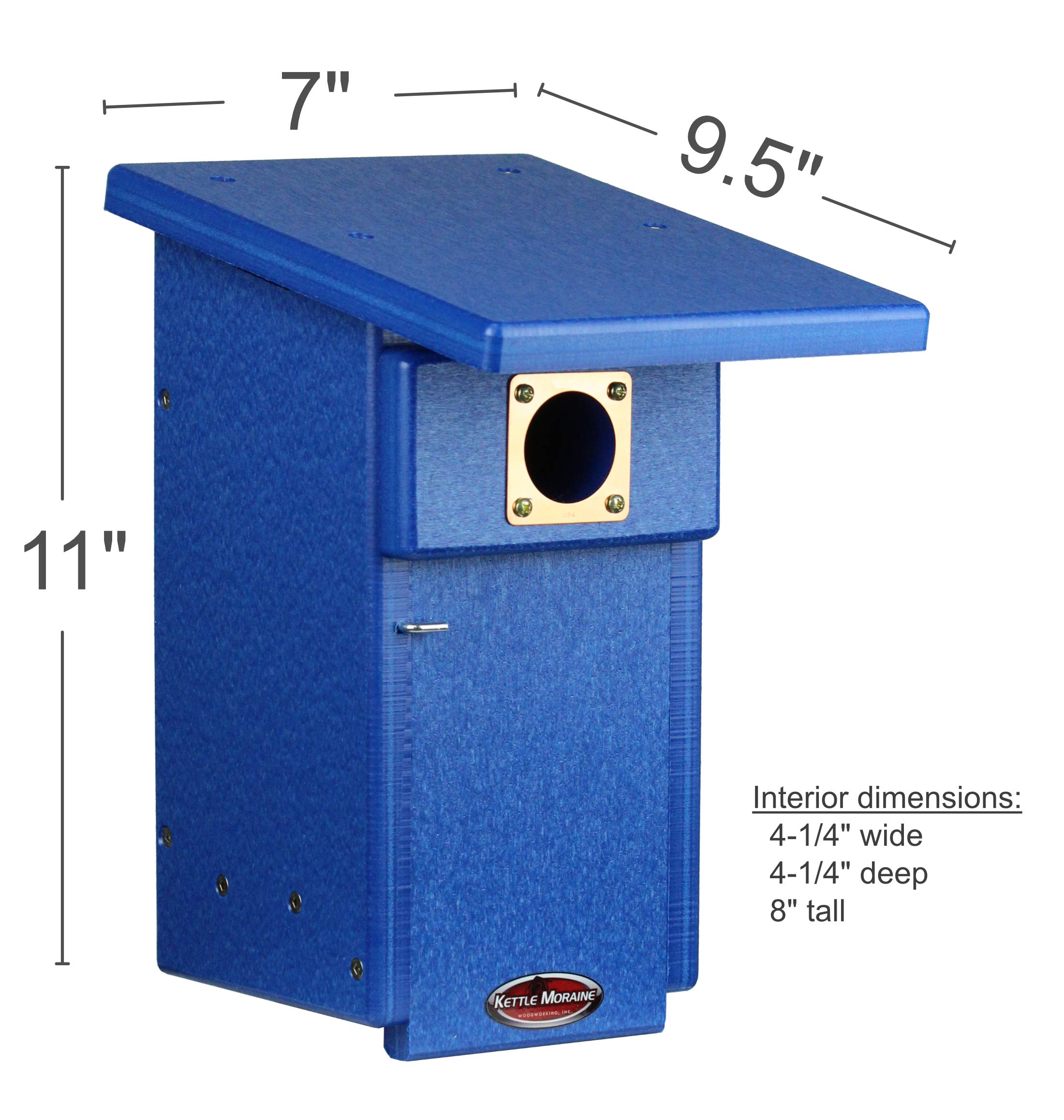 Kettle Moraine Eastern Bluebird Recycled Nest Box with Mounting Plate - Eco-Friendly Bluebird House for Backyard Birdwatching & Wildlife Conservation