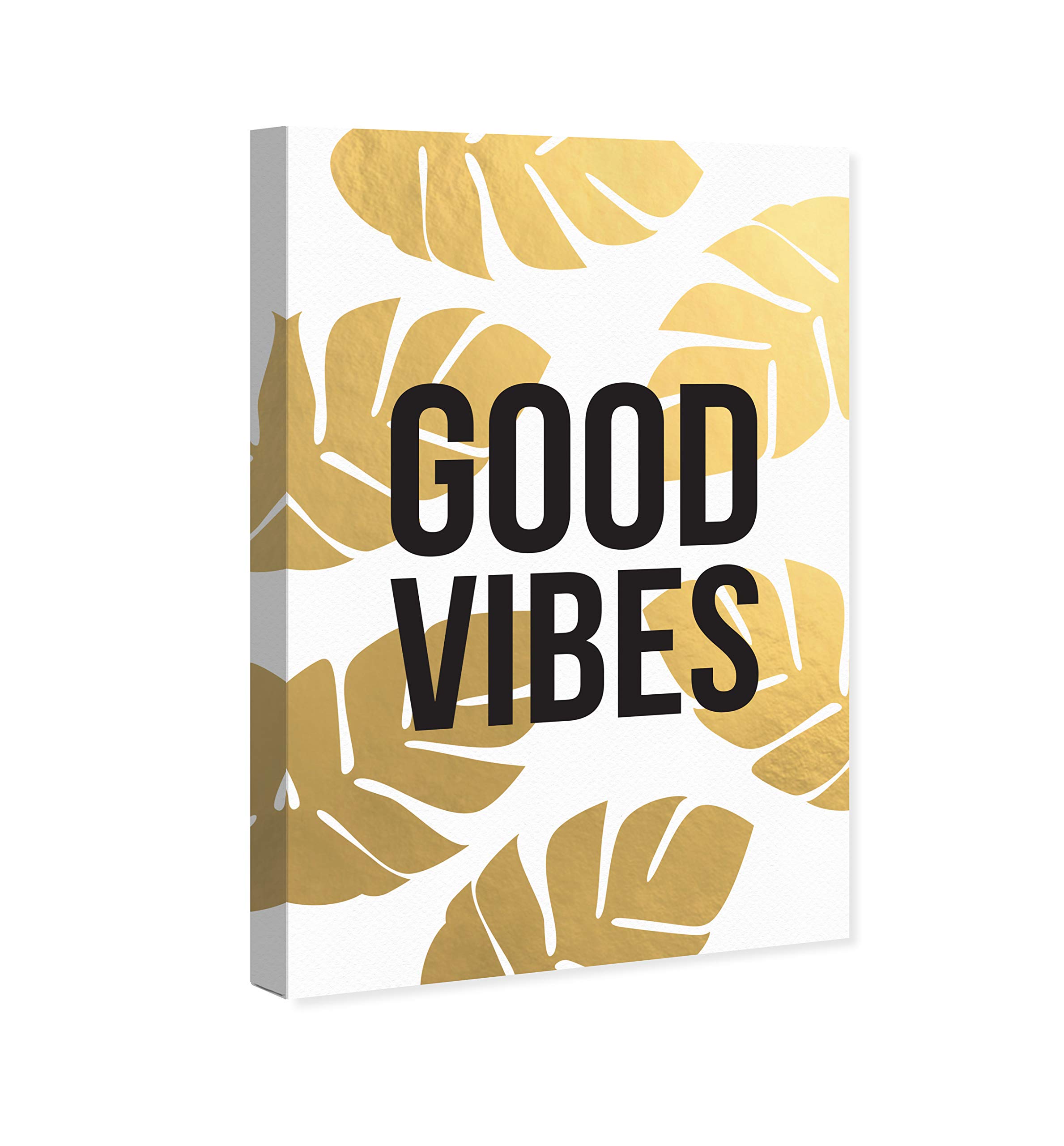 Good Vibes Wall Art Canvas Print - 24x36 Inch Typography Quote Home Decor in Gold & White by Oliver Gal Artist Co. | Perfect for Living Room, Bedroom & Office Inspiration