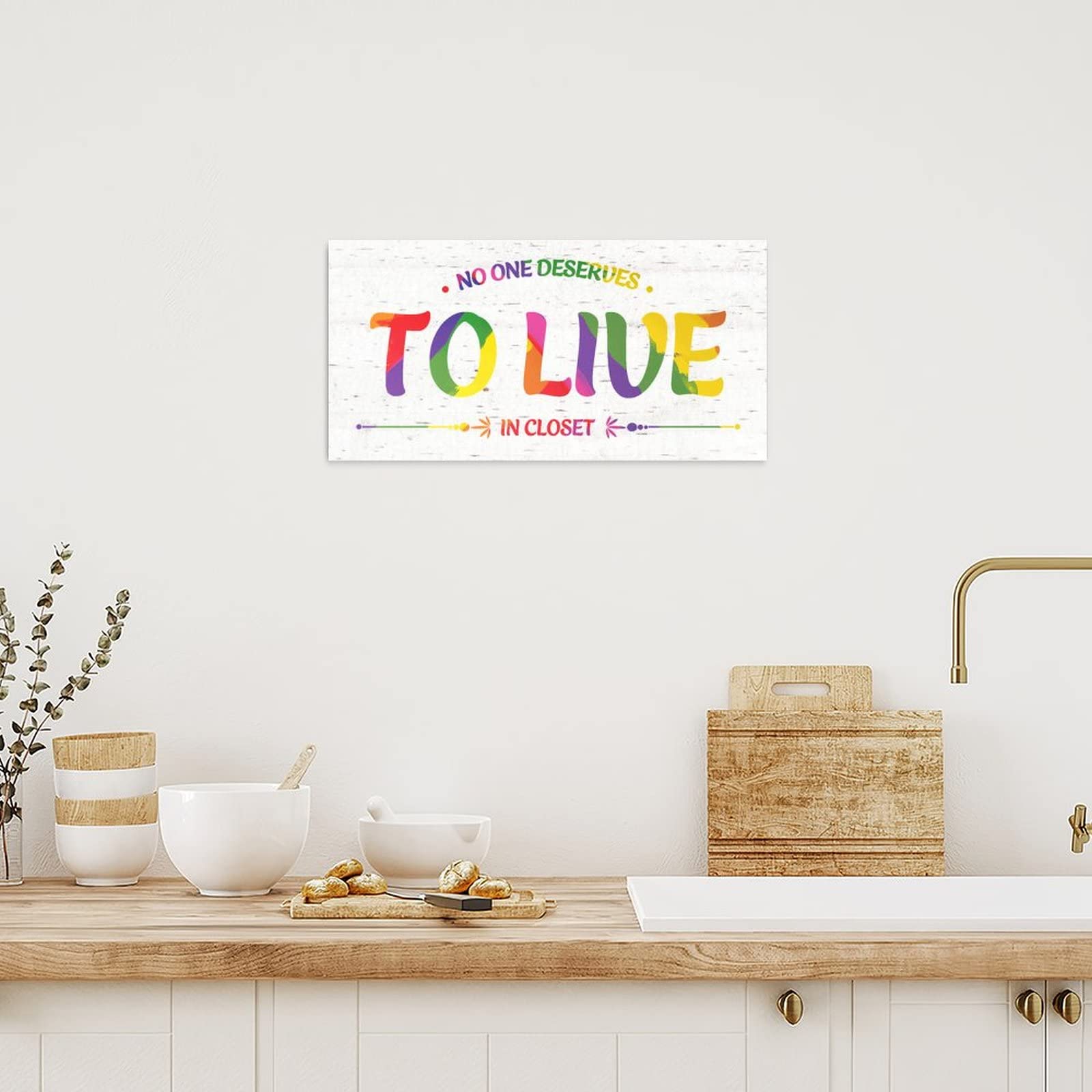 8x16 Inch Gay Pride Parade Wall Decor - Inspirational Wood Plank Plaque with 