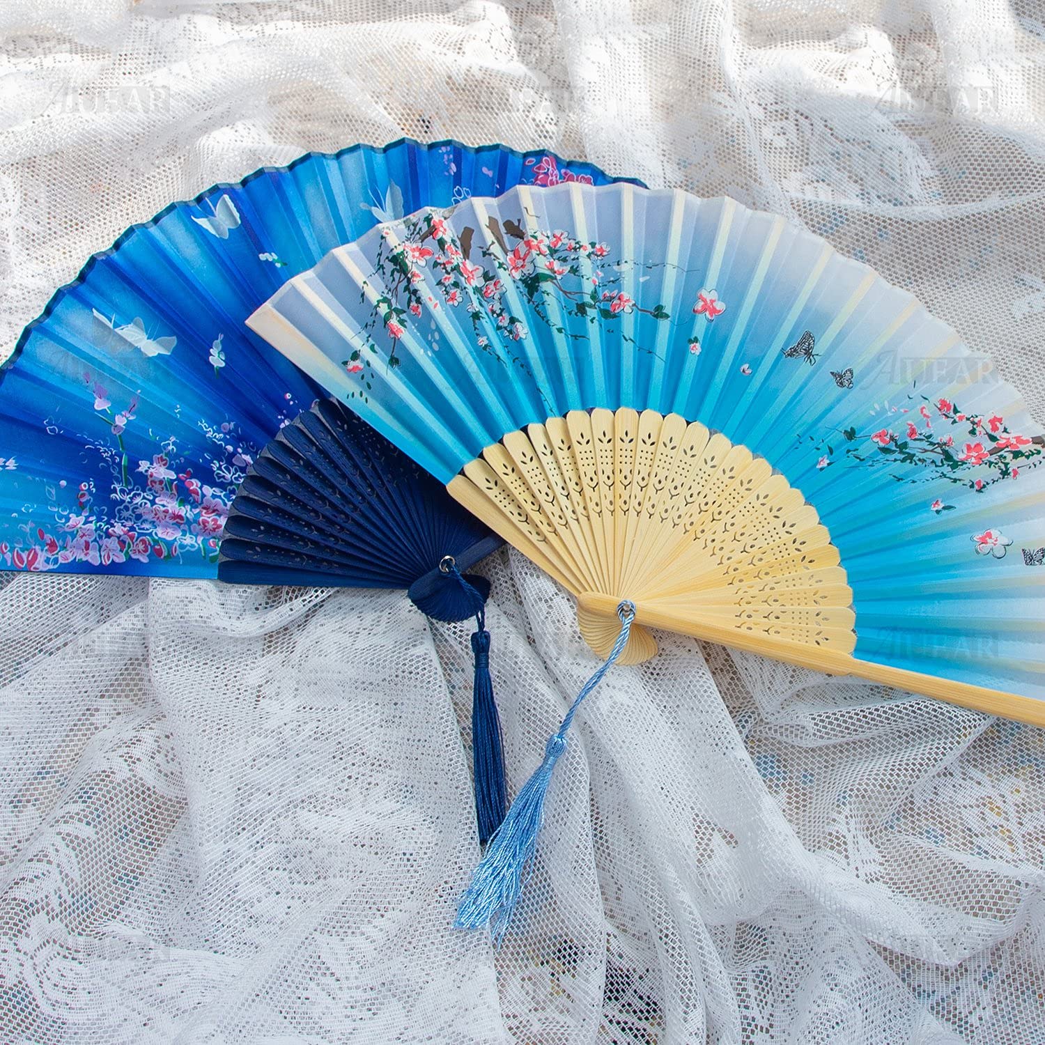4Pcs Handheld Bamboo Folding Fans with Mist - Portable Mini Chinese Paper Fan for Rave, Home Decor & Summer Cooling | Perfect for Parties, Weddings & Asian-Themed Events