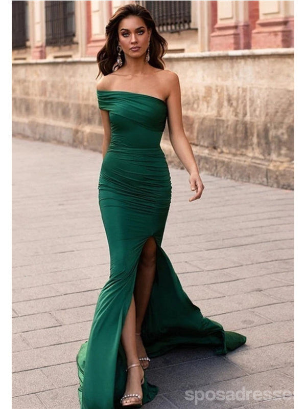 Elegant Green Mermaid One Shoulder Side Slit Long Prom Dress for Women - Perfect for Evening Parties, Prom Nights, and Special Occasions