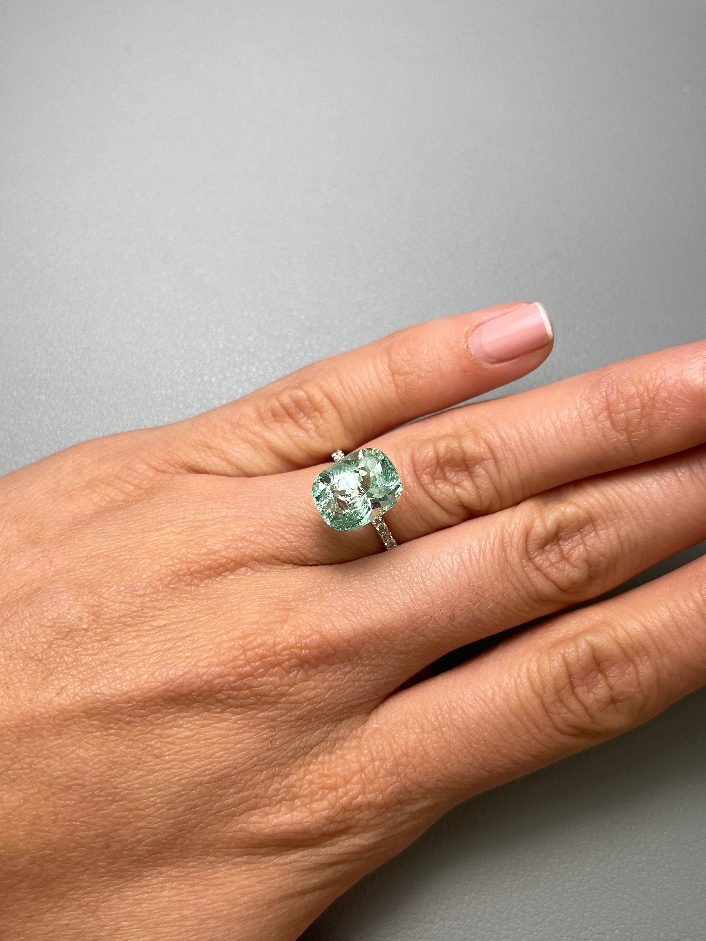 5.96 Carat 13x10mm Natural Colombian Emerald - Seafoam Green with Freckles, Elongated Cushion Cut Loose Gemstone for Jewelry Making, Engagement Rings & Custom Designs