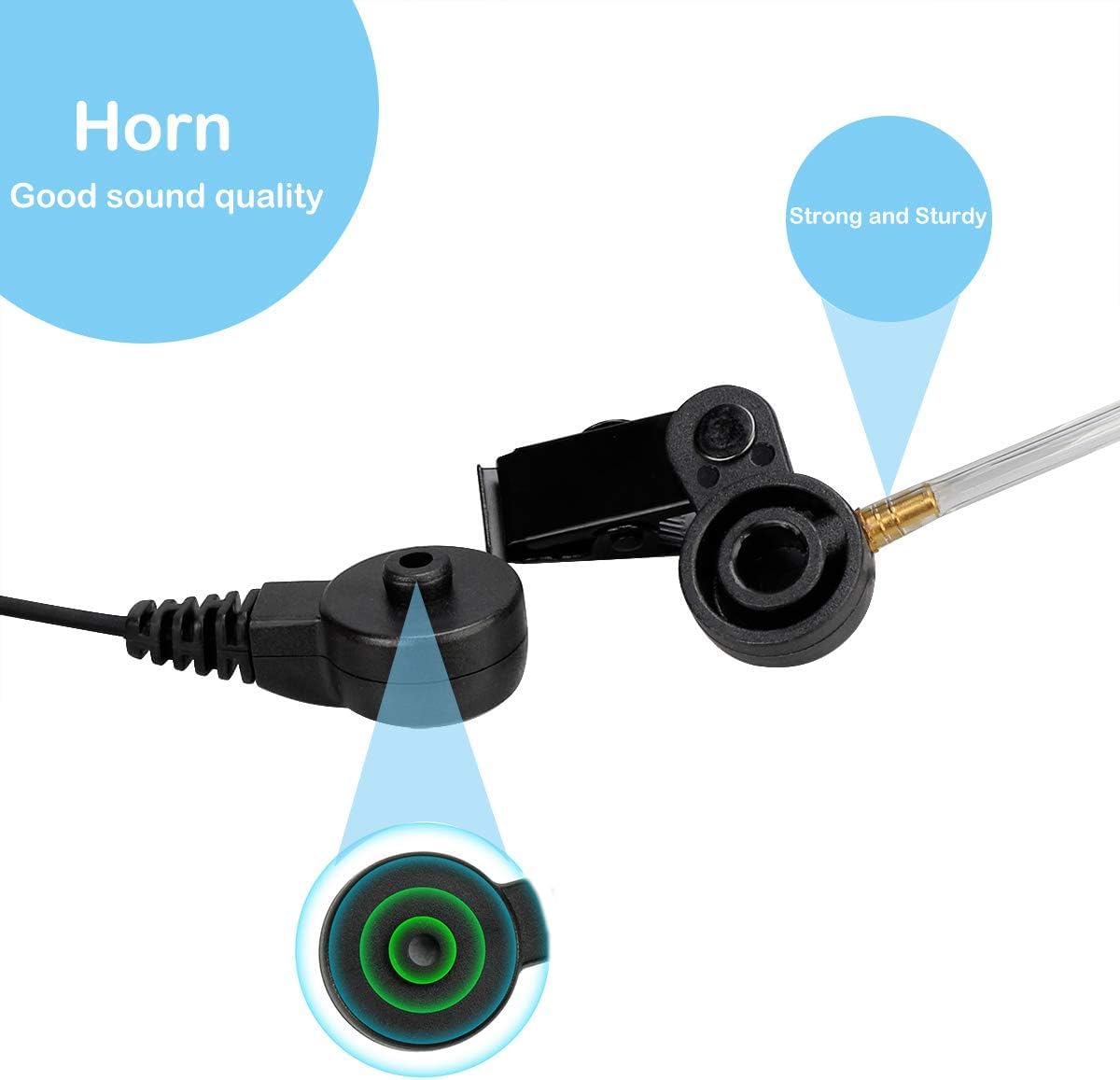 Retevis EEK009 Covert Earpiece with Microphone - 2-Pin Acoustic Tube Headset for Baofeng, JUCJET, Kenwood Radios (RT24, RT27, RT619, RT668, RT5R, RT622, RT617) - 2 Pack - Ideal for Security, Surveillance & Discreet Communication