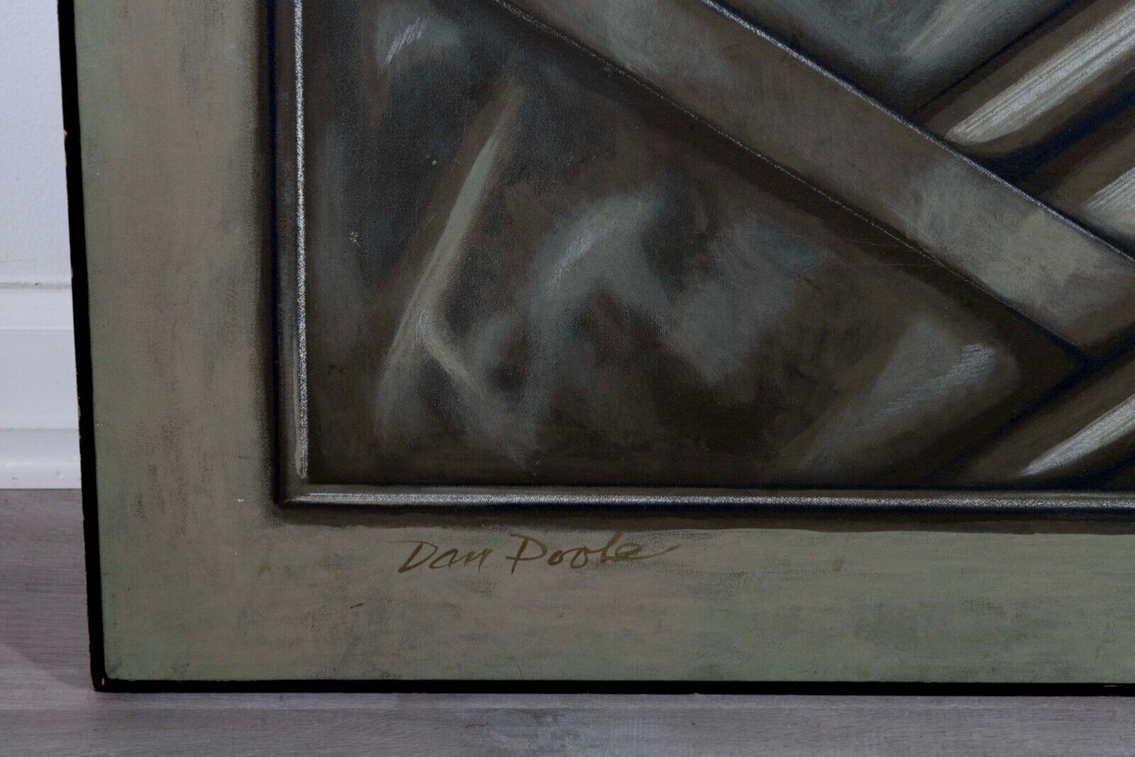 Dan Poole Deco Panel Signed 1984 Acrylic Contemporary Framed Canvas Painting - Modern Wall Art for Living Room, Office & Home Decor