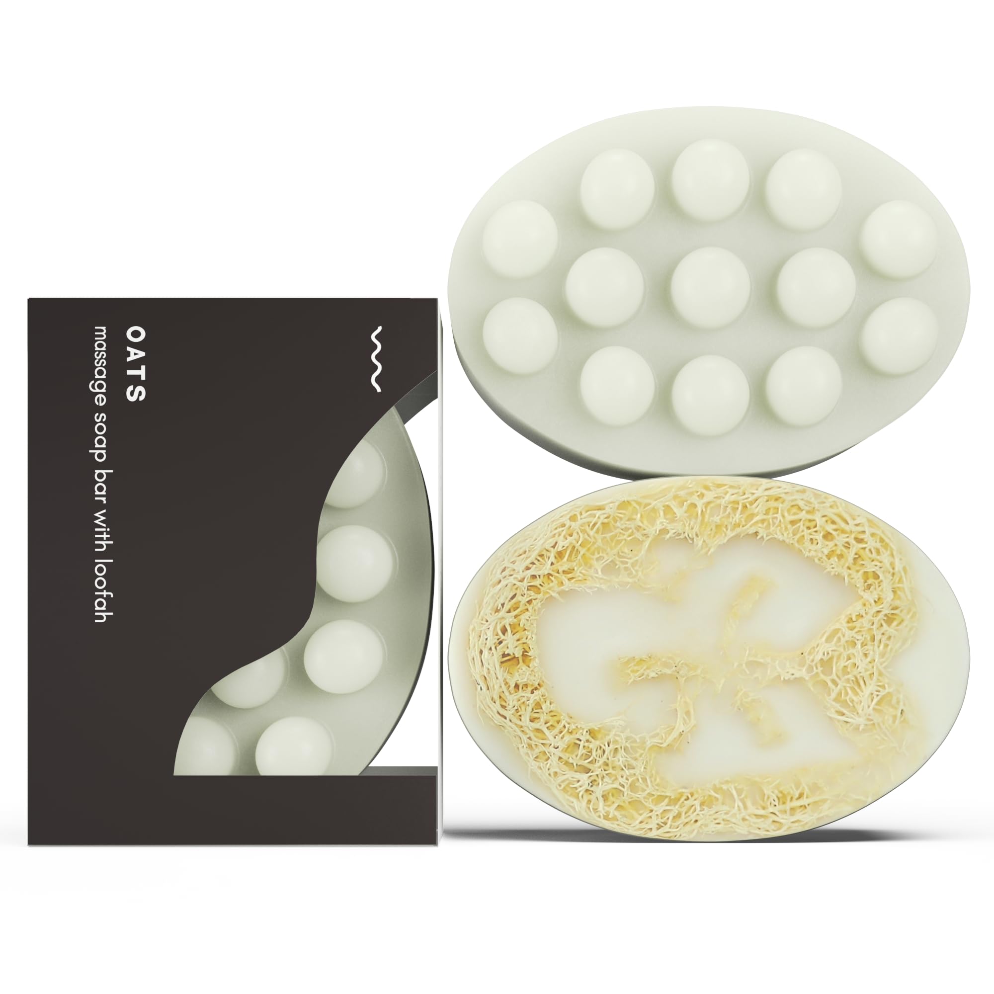 Daily Rituals Oatmeal Scented Massage Bar Soap with Loofah - Exfoliating Body Scrub for Deep Cleansing & Oil Removal - Perfect for Shower, Spa & Self-Care Routine