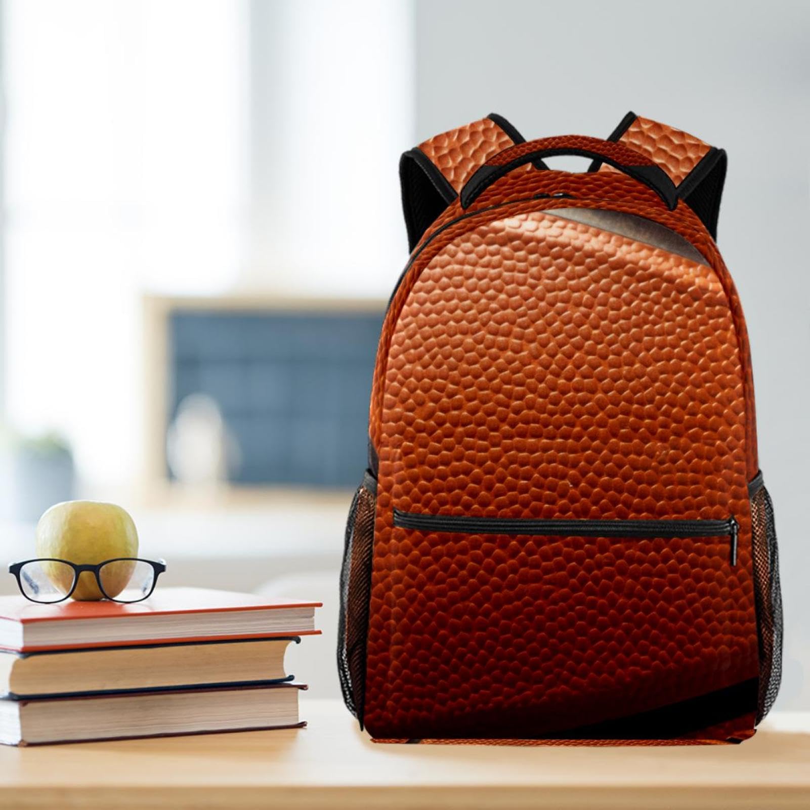 FVQL Kids Backpack for School - Basketball Print Design - Durable Bookbag for Boys & Girls - Perfect for School, Sports & Travel