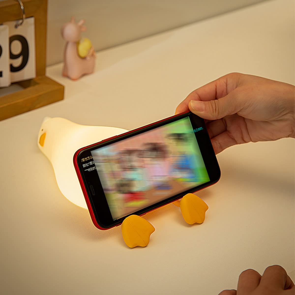 **HAPPYBAG LED Lying Flat Duck Night Light - 3-Level Dimmable, Rechargeable Silicone Squishy Touch Lamp for Nursery, Baby & Kids Room Decor | Perfect for Breastfeeding, Toddler Comfort & Nighttime Safety**