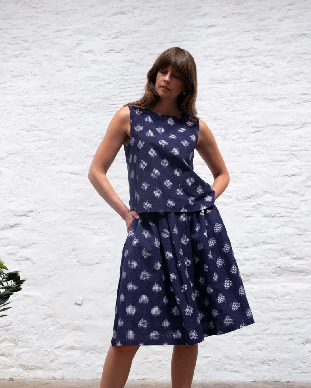 Jordan Women's Cotton Casual Skirt | Indigo Dot Print | Comfortable Summer Skirt for Women | Perfect for Beach, Vacation & Everyday Wear