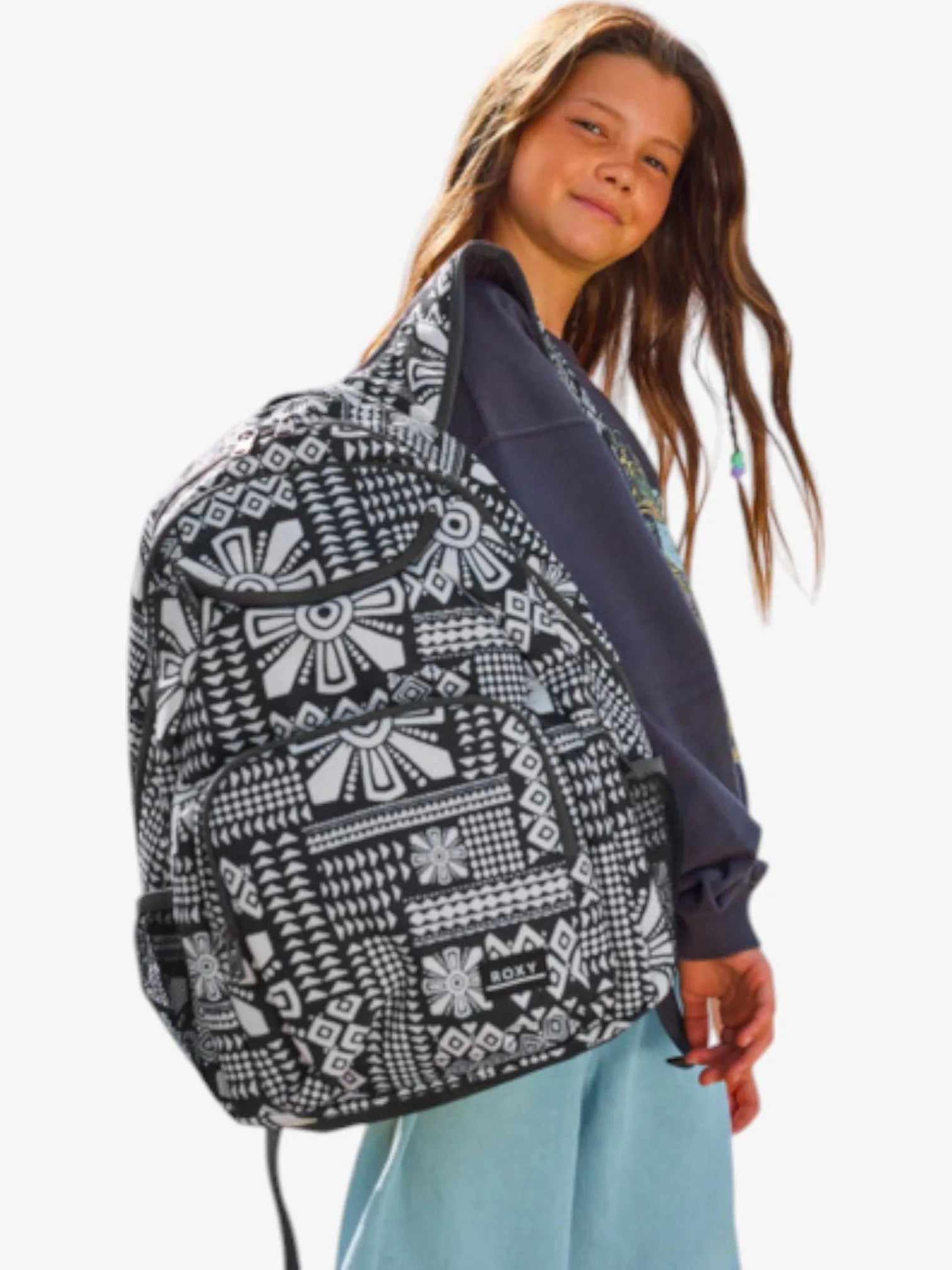 ROXY Shadow Swell Printed Backpack - Stylish & Durable Black Backpack for Women | Perfect for School, Travel & Outdoor Adventures
