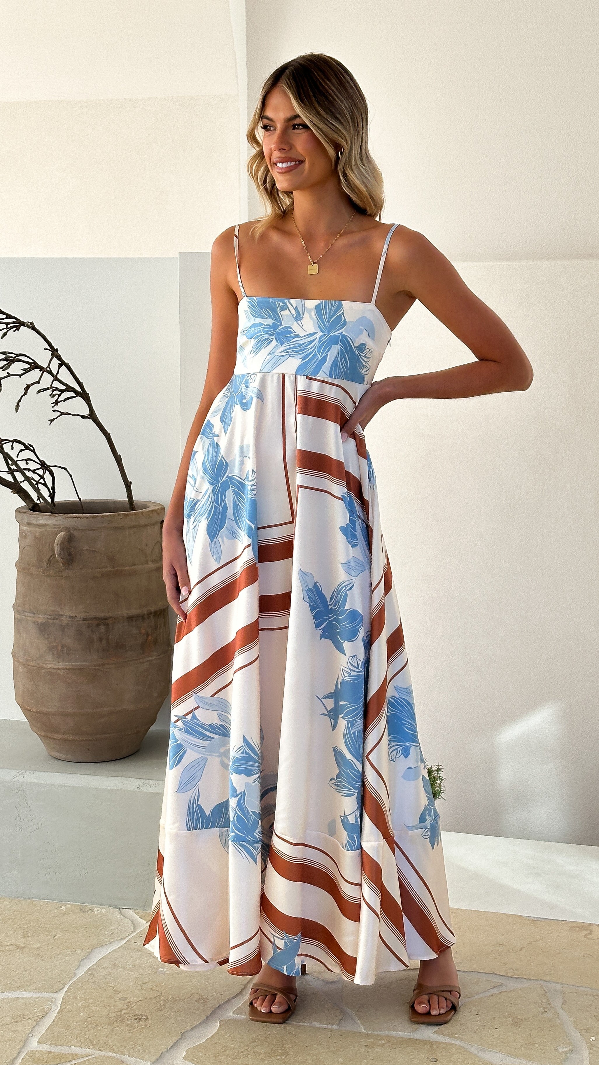 Kaethe Maxi Dress - Floral Amore Print | Elegant Long Summer Dress for Women | Perfect for Beach Vacations, Weddings & Date Nights