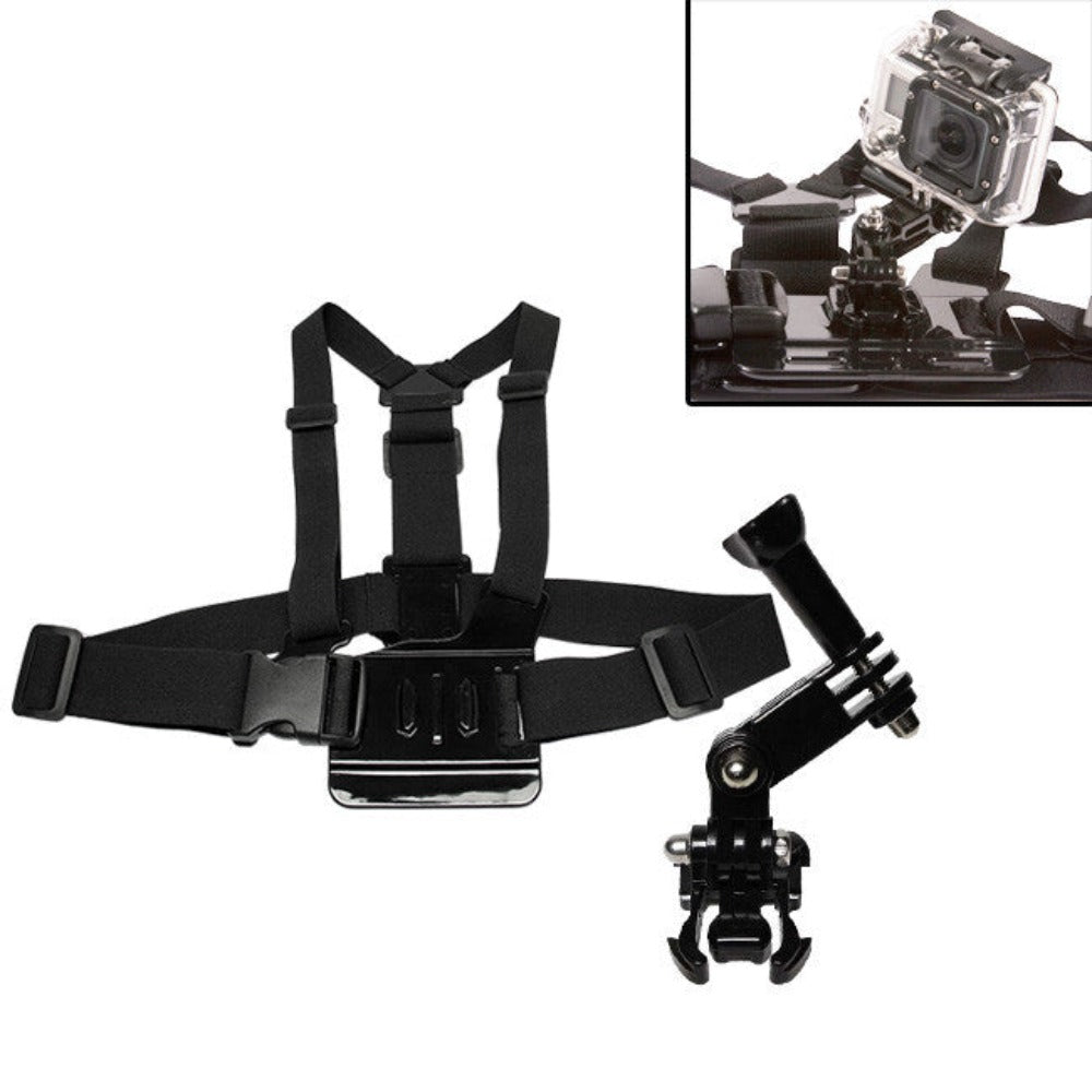 Adjustable Elastic Chest Strap Mount for GoPro Hero Session 4/3+/3/2 - 3-Way Secure Fit for Action Cameras - Perfect for Cycling, Hiking & Extreme Sports