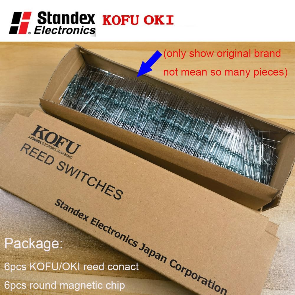 Original Japan KOFU OKI Reed Switch 6pcs - Normally Open (N/O) Magnetic Induction Sensor for Home Security, DIY Electronics & Automation Projects
