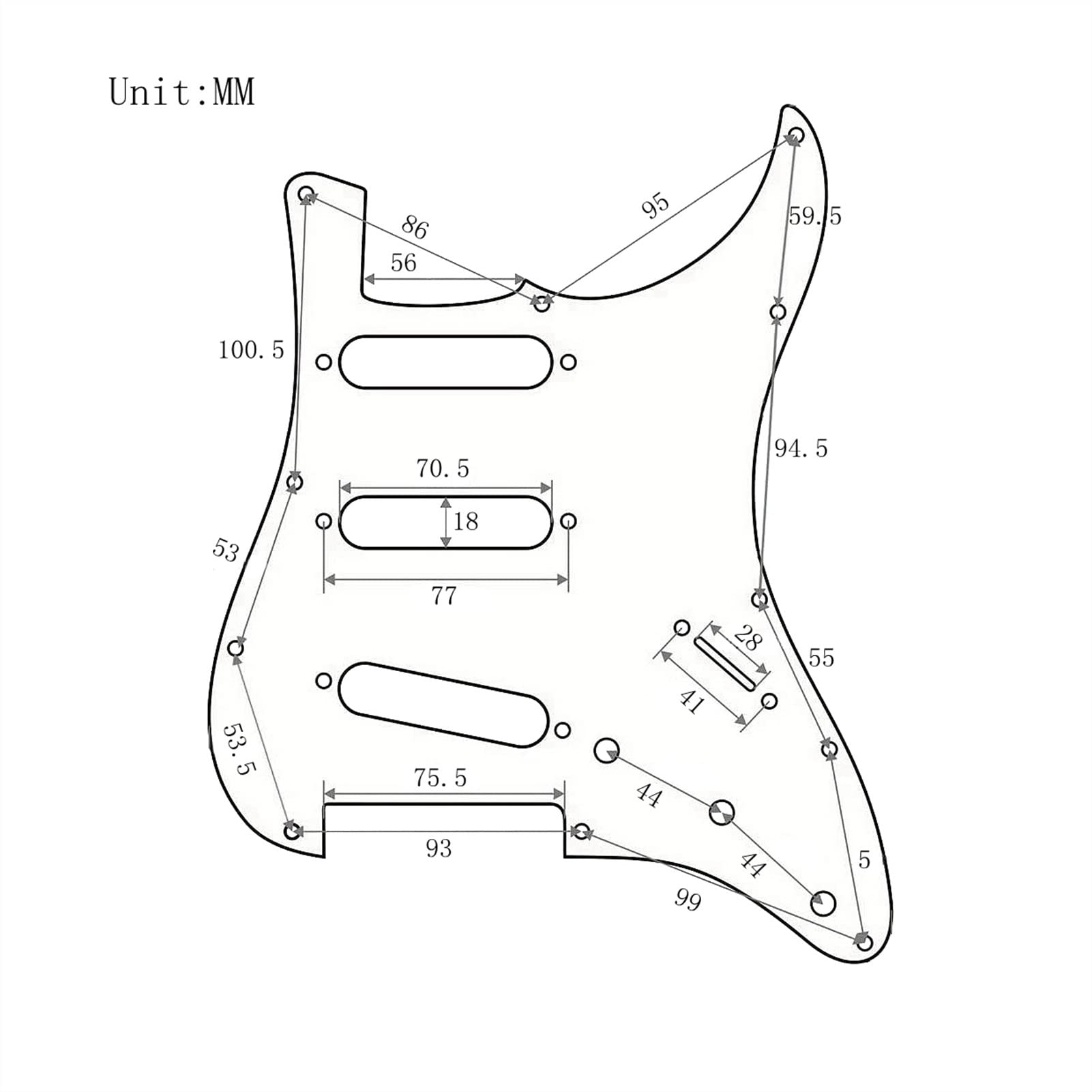 SSS 1Set Prewired Electric Guitar Pickguard for ST Style Guitars - Replacement Loaded Pickguard with Wiring - Perfect for Guitar Upgrades & DIY Repairs