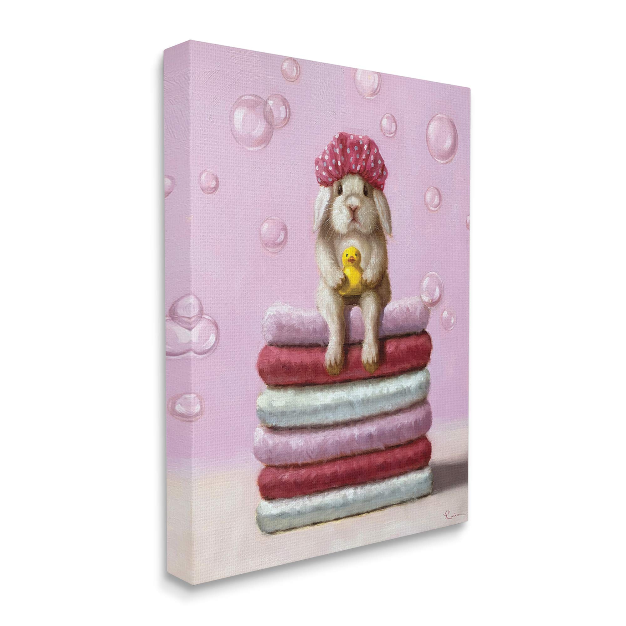 Stupell Industries Cute Baby Rabbit on Bath Towels with Soap Bubbles - Lucia Heffernan Design | Soft & Absorbent Baby Bath Towel for Newborns & Toddlers | Perfect for Bath Time, Nursery Decor & Baby Showers