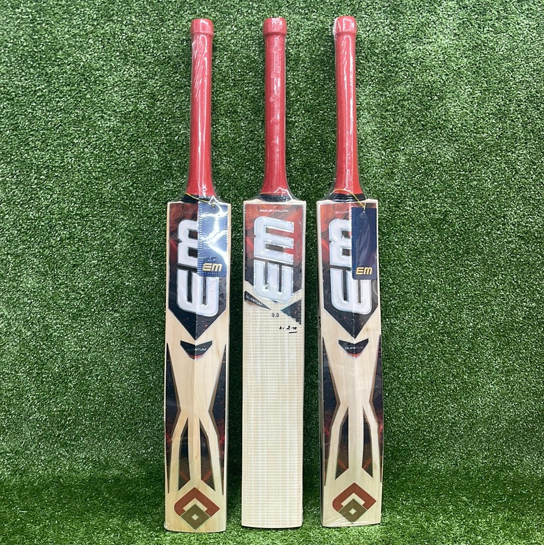 EM Quantum 9.0 English Willow Cricket Bat - Premium Grade for Professional Players - Perfect for Matches, Training & Outdoor Sports