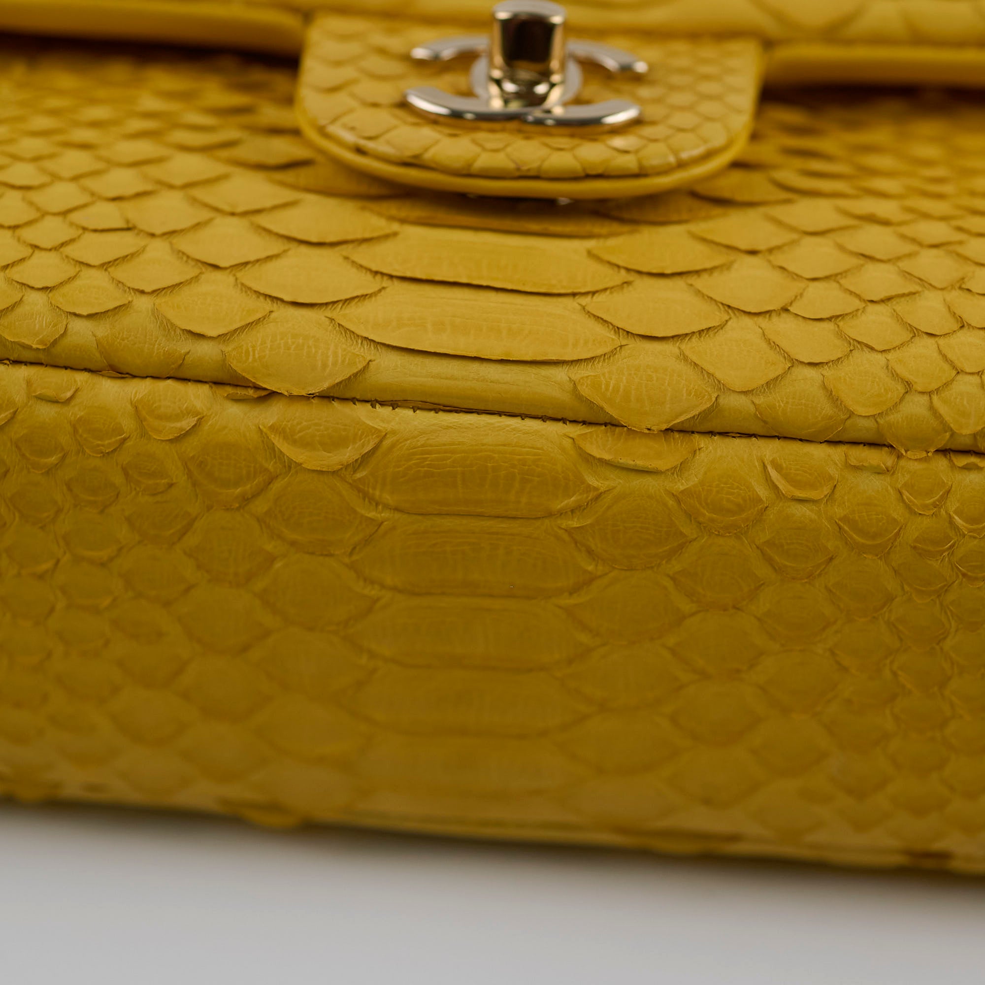 Chanel Python Leather Medium M/L Classic Flap Bag Yellow Series 22 - Luxury Designer Handbag for Women, Perfect for Parties, Weddings & Special Occasions