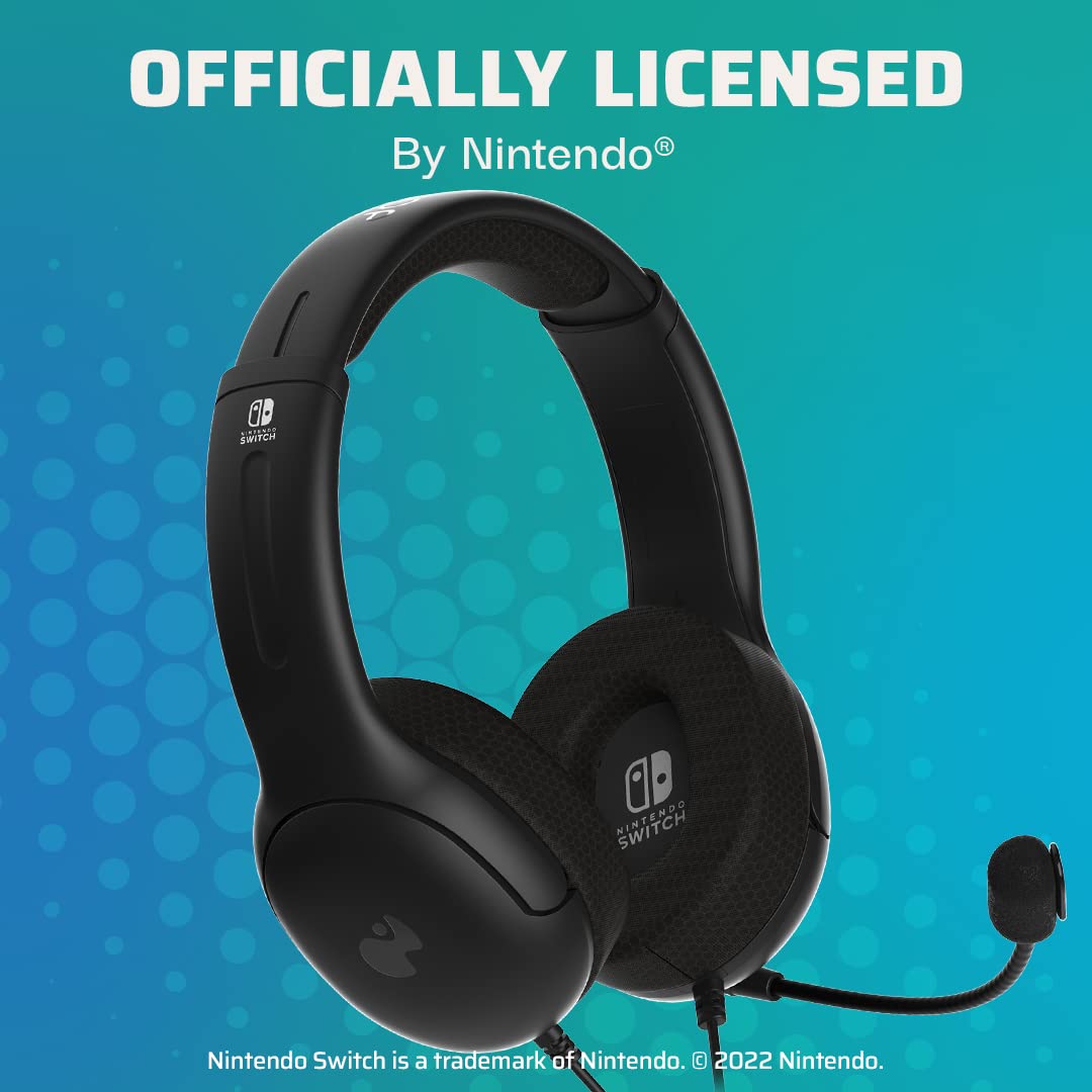 PDP Gaming LVL40 Stereo Headset with Microphone - Compatible with Nintendo Switch, PC, iPad, Mac & Laptops - Noise Cancelling Mic, Lightweight On-Ear Headphones with Soft Cushions & 3.5mm Jack (Black) - Perfect for Gaming, Online Classes & Remote Work